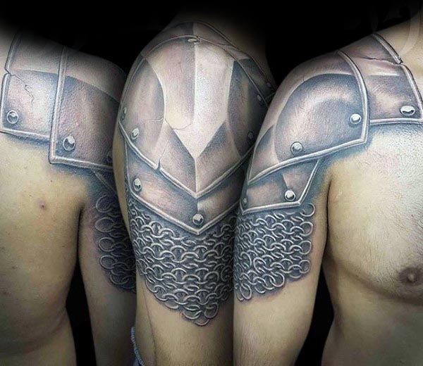 Tattoo with the image of chain mail or knight armor is very popular and  common among men Such a tattoo is masculine  VK